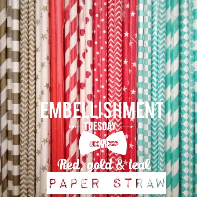 Gold, Red & Teal Paper Straw