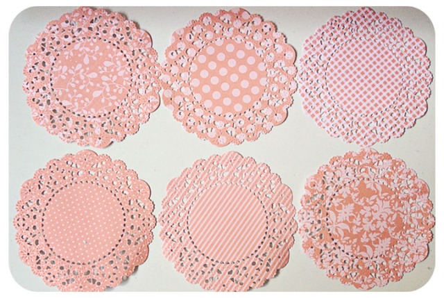 Peach color pattern paper doily