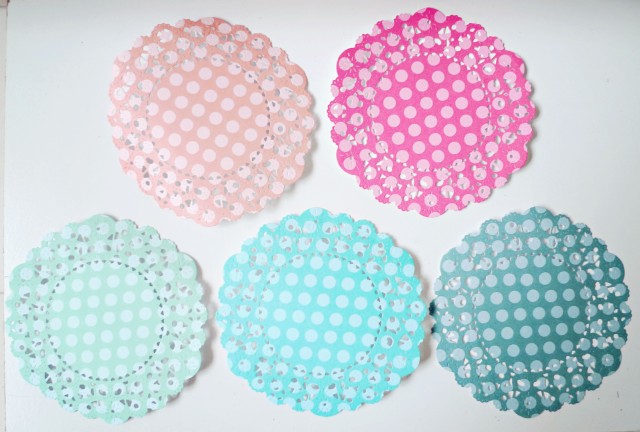 peach, coral, aqua, turquoise and ocean tides paper doilies