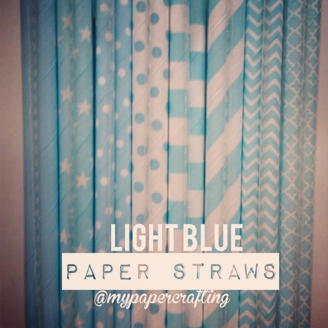 Light Blue Paper  Straws in 8 different designs